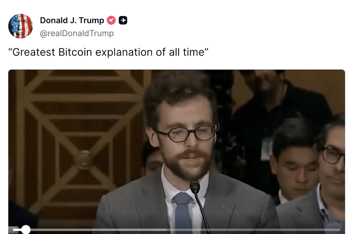 Latest news Trump Calls Coin Center Testimony the “Greatest Bitcoin Explanation of All Time”
