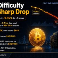 Bitcoin Mining Difficulty Set for Steep Drop as Hashrate Slides After Price Crash Bitcoin Mining Difficulty Set for Steep Drop as Hashrate Slides After Price Crash